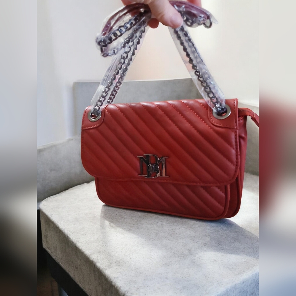 Badgley Mischka Red Quilted Shoulder Bag